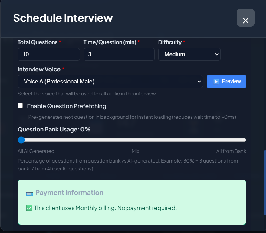 Question Bank and AI Mixing View